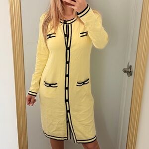 Karl Lagerfeld Yellow Cardigan with Black Trim